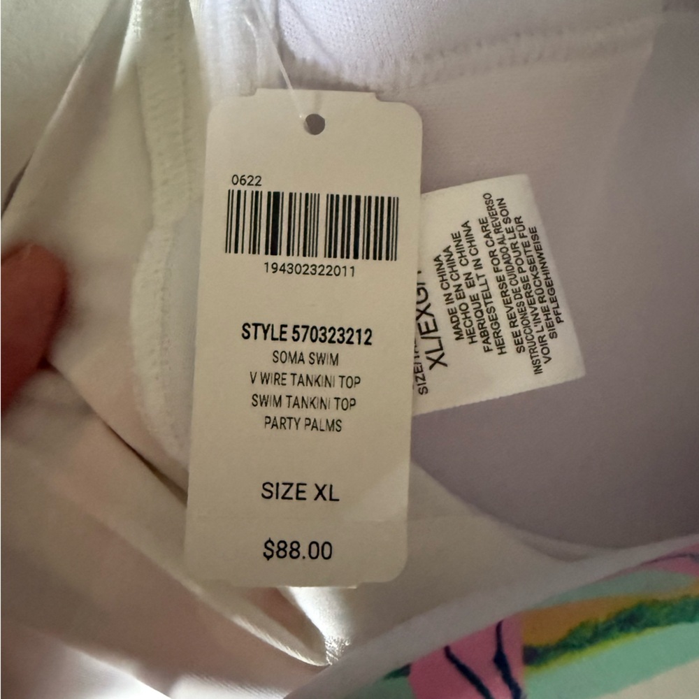 NWT Soma Swim V Wire Tankini Top in Palm Print XL - Picture 8 of 10